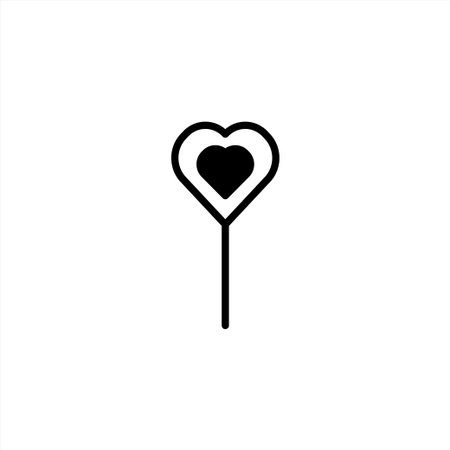 A minimalistic line drawing of a heart-shaped lollipop. Symbolizing love and sweetness, it stands as a simple yet charming illustration. Perfect for conveying affection or adding a touch of romanceのイラスト素材
