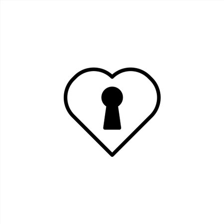Minimalist heart shape with a keyhole illustrates emotional security and the importance of unlocking affection in relationships. Conveys themes of trust, privacy, access, and the vulnerability ofのイラスト素材