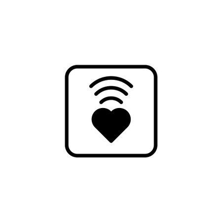 A simple yet powerful illustration showing a heart with wireless signal waves above it, representing the interconnectedness of love and relationships in the modern digital age, symbolizingのイラスト素材