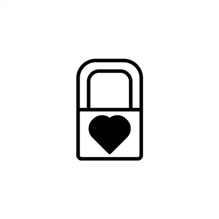 A minimalist illustration showcases a padlock with a heart shape at its center, embodying themes of love, protection, and commitment. It conveys a sense of secure affection and the safeguarding ofのイラスト素材