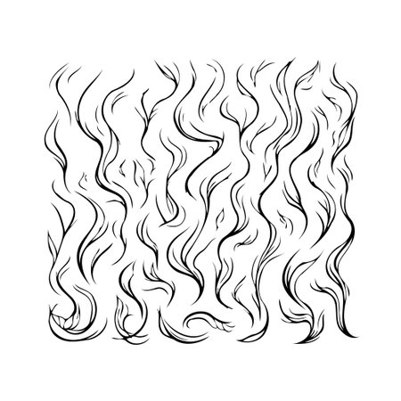 An intricate arrangement of flowing lines forms an abstract pattern, suggestive of natural forms and fluid movement. The monochrome illustration presents a dynamic texture suitable for backgroundsのイラスト素材