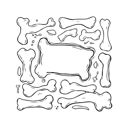 A delightful assortment of hand-drawn bones creates a whimsical and adaptable design element. Perfect for adding a touch of playful charm to any creative project. Use these fun bones for yourのイラスト素材