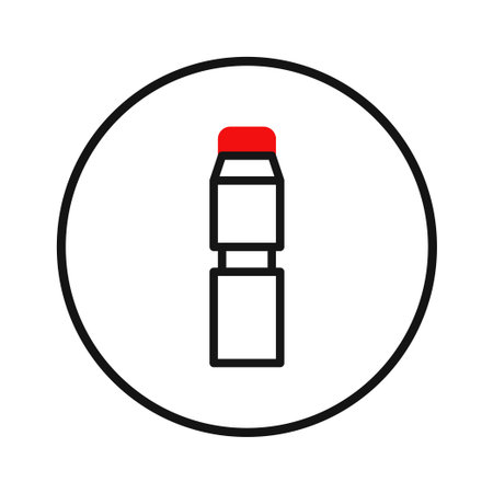 An artful minimalist abstract image featuring a black outlined geometric form with a distinct red top, enclosed within a clean circle. The composition offers a modern design element suitable for aのイラスト素材