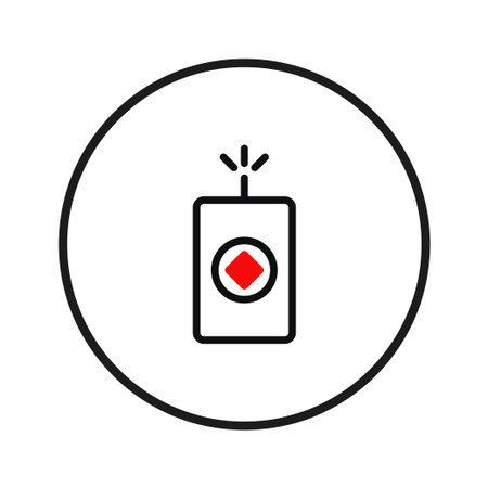 A minimalist illustration features a firecracker symbol inside a circular frame, highlighting the explosive joy of festivities. This stylized graphic captures the essence of celebrations, deliveringのイラスト素材