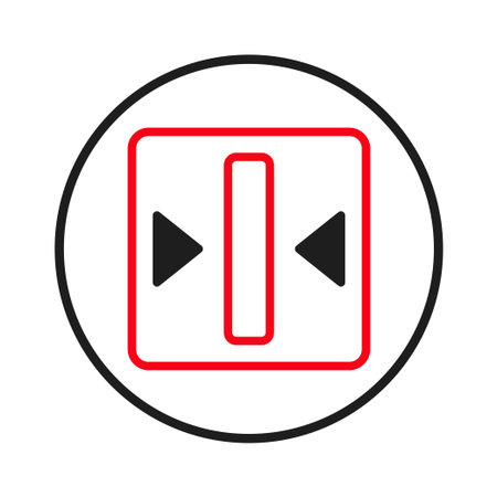 A modern graphic illustration showcasing a resize icon featuring a central rectangle framed within a square. Arrows facing inward suggest adjustment, surrounded by a circle, ideal for illustratingのイラスト素材