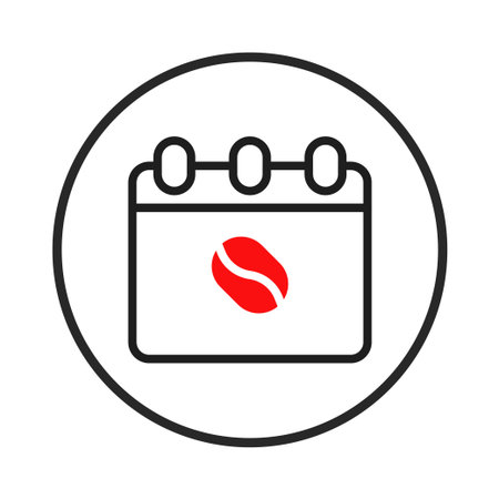 A minimal coffee bean calendar icon, perfect for illustrating coffee events, appointments, or scheduling coffee dates. Use this versatile graphic in apps, websites, or promotional materials toのイラスト素材