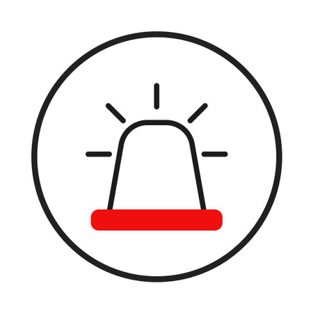 This clean, vector illustration depicts a stylized emergency siren icon. Designed with a flat,...