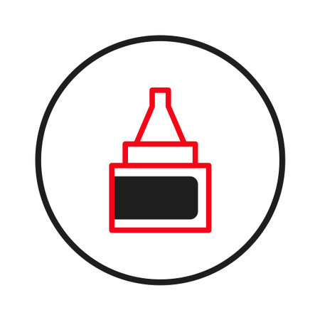 A minimalist outline illustrates an adhesive container, precisely set within a circular boundary. This graphic depiction is optimal for visual communication, designs related to arts, crafts orのイラスト素材
