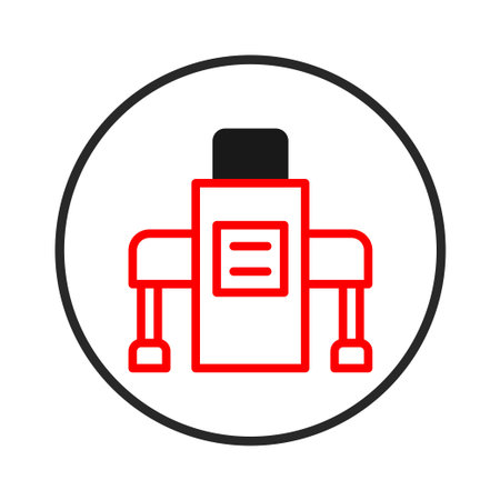 A minimalist icon displays a streamlined apparatus, symbolic of advanced industrial procedures and technological improvements. Reflecting precision automated systems, this image representsのイラスト素材