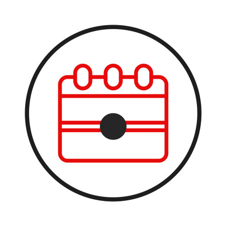 This clean and modern calendar icon represents scheduling, organization, or time management. The red and black design conveys a professional and stylized image. Suitable for use in websites, apps,のイラスト素材