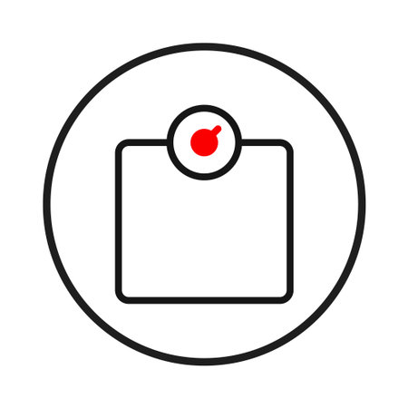 Minimalist illustration featuring a stylized weight scale inside a circle. Emphasizing health, balance, and wellness, this image represents measurement and weight management concepts. Perfect forのイラスト素材