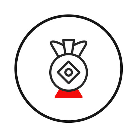 A refined emblem featuring a classic coin design, subtly alluding to Chinese culture or financial concepts. The simple yet elegant illustration evokes prosperity and wealth, rendering it suitableのイラスト素材