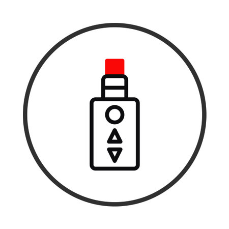 A modern minimalist illustration of a vaping device inside a circle. The device is depicted with...