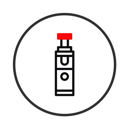 A minimalist illustration of an electronic cigarette. The design features clean lines and a red accent, symbolizing a modern alternative to traditional smoking. It offers a visual representation ofのイラスト素材