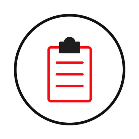 This image represents a clipboard icon, containing a checklist. It could symbolize tasks, reports, or general notes. The minimalistic design makes it versatile for various applications, conveyingのイラスト素材