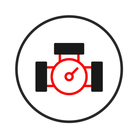 A graphic illustration of a gauge, showcasing a simple and modern design. Ideal for representing measurement, control systems, or industrial processes. Use this versatile image to enhanceのイラスト素材