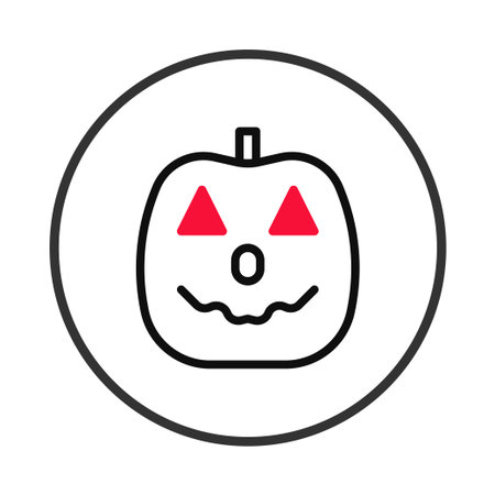 A stylized pumpkin icon is depicted, showcasing a cheerful and decorative celebration of Halloween. The vector graphic uses a minimal, contemporary design ideal for invitations, cards, and partyのイラスト素材