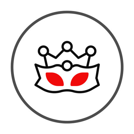 A stylized emblem featuring a decorative masquerade mask adorned with a crown of gem spheres. This evocative image conveys a sense of festive celebration, mystery, and elegant disguise perfect forのイラスト素材