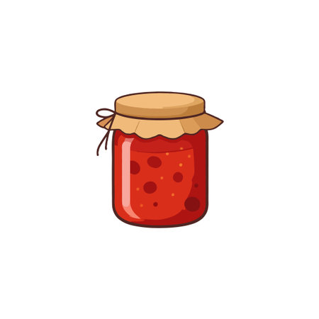 An inviting image of a strawberry jam, carefully preserved in a glass jar and sealed to perfection. This illustration brings a sense of homemade goodness, evoking culinary pleasure and the richのイラスト素材