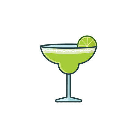 This is a vibrant illustration of a margarita, featuring a slice of lime. The style is minimalist and modern. It's perfect for depicting summer, vacation, parties or any kind of celebration. Thisのイラスト素材