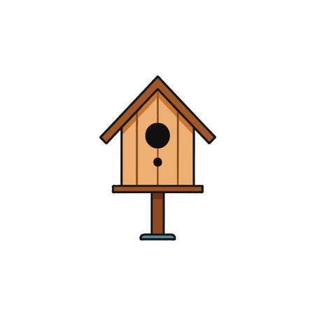 A charming illustration presents a minimalist wooden birdhouse, evoking feelings of serenity and simple living. Ideal for nature enthusiasts and design projects, this inviting nesting place offers aのイラスト素材