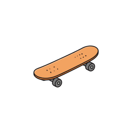 Cartoon style illustration of a skateboard isolated on a white background. Symbolizes active lifestyle, recreational youth activities, summer fun, hobbies, and sports. This playful and trendy designのイラスト素材