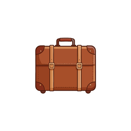 This image showcases a vintage brown suitcase, evoking a sense of travel and wanderlust. Its classic design and warm color palette suggests a journey to far-off destinations, inviting viewers toのイラスト素材