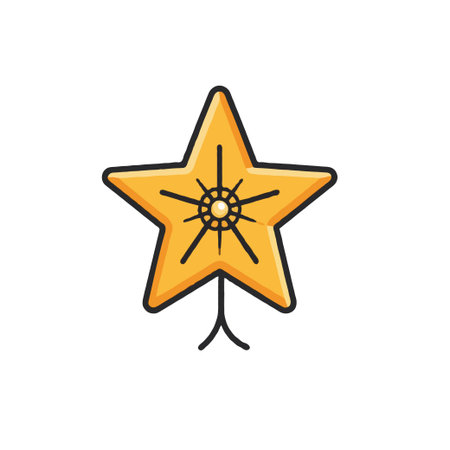 A simple yet elegant star shaped ornament isolated on a white backdrop offers a touch of festive cheer. This minimalist graphic is ideal for enhancing holiday cards, party invitations, and variousのイラスト素材