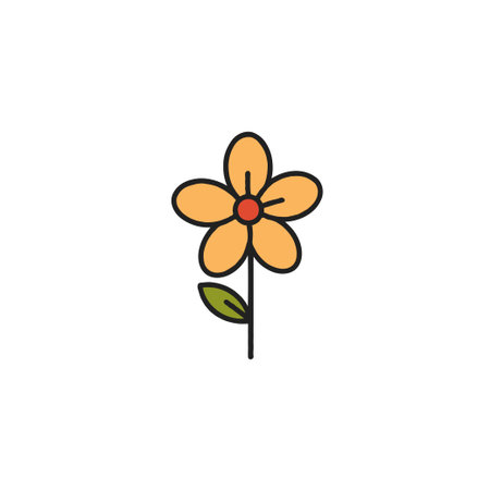 A cheerful cartoon style depiction of a flower featuring gentle curves and bright colors evokes a sense of simplicity and joy. It is an ideal decorative element that can elevate any design concept.のイラスト素材