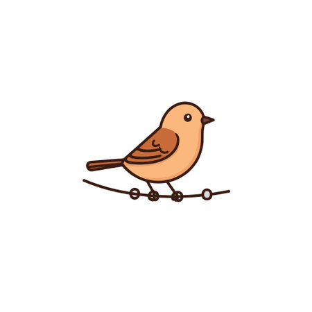 A delightful depiction of a small bird resting on a delicate branch, rendered in a charming line art style, its simplicity gives a peaceful feel, making it perfect for any project needing a dash ofのイラスト素材