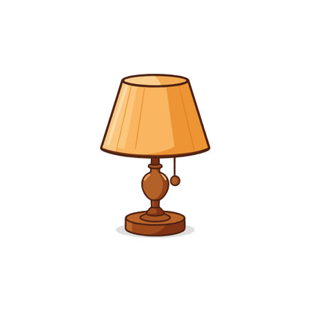 A simple yet elegant depiction of a table lamp, showcasing a classic design. Its warm color palette and clean lines evoke feelings of comfort and style, perfect for adding a touch of sophisticationのイラスト素材