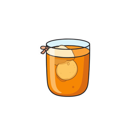 A vibrant cartoon illustration showcases an orange drink within a glass, complete with a fruit detail that enhances its refreshing appeal. This stylized image evokes a sense of refreshment, and theのイラスト素材