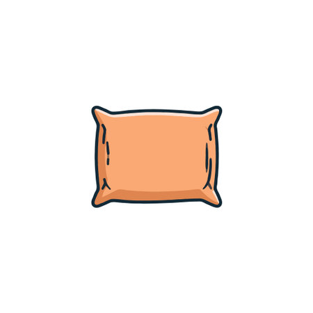 A cozy illustration of a simple pillow, evoking feelings of rest and relaxation. The soft, rectangular shape suggests comfort and peaceful sleep. Its minimalist design and neutral color make itのイラスト素材