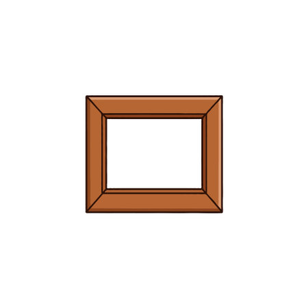 A minimalist illustration of a simple rectangular wooden frame, ideal for displaying artwork or as a decorative element. With its clean lines and isolated design, this frame can enhance photos orのイラスト素材