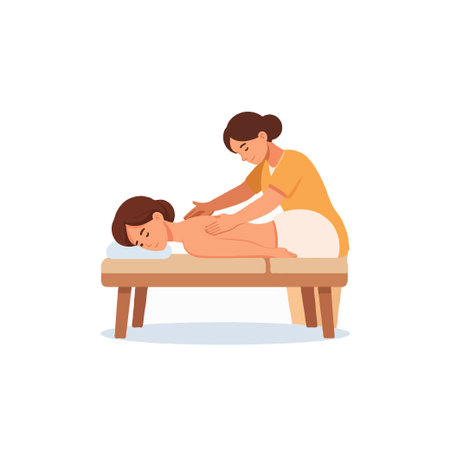 Experience the serenity of a therapeutic massage session. A skilled massage therapist provides hands-on treatment to a client, promoting relaxation, wellness, and stress relief. This bodyworkのイラスト素材