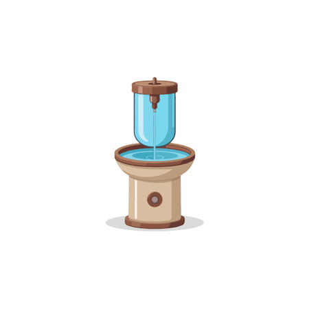 An appealing illustration shows a water purification system designed to deliver potable water. Its clean and modern design suggests a resource management, eco-friendly and hygiene focused lifestyle.のイラスト素材