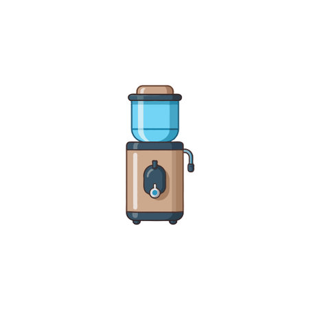 This illustration displays a modern electric water cooler featuring a sleek design perfect for office or home use. It emphasizes accessible, filtered water for easy refreshment and hydration, makingのイラスト素材