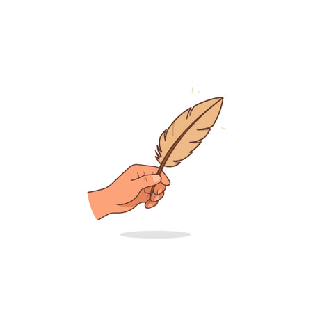 A hand gently grasps a poised feather, evoking a sense of creative expression and the allure of bygone eras. This image captures a fleeting moment, inviting viewers to immerse themselves in theのイラスト素材