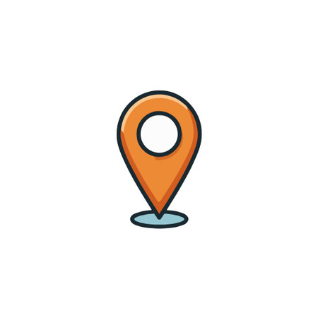 A clean, illustrative depiction of a bright orange map marker. This image evokes themes of location, navigation, and destination, using a recognizable symbol to represent a specific point ofのイラスト素材