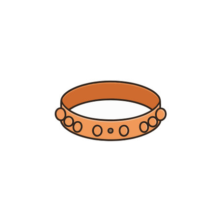 A sleek, bronze-hued beaded bangle bracelet showcases a fusion of minimalist aesthetic and contemporary design, making it a versatile accessory for any modern look and adding an understated touch ofのイラスト素材