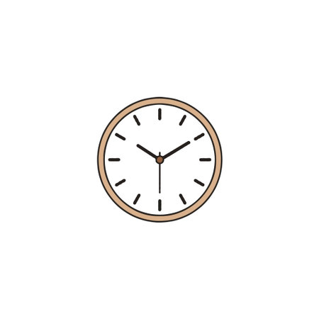 A minimalist illustration of a round clock displaying ten minutes past ten. Ideal for conveying concepts of time management, productivity, punctuality, and scheduling. Its clean design makes itのイラスト素材