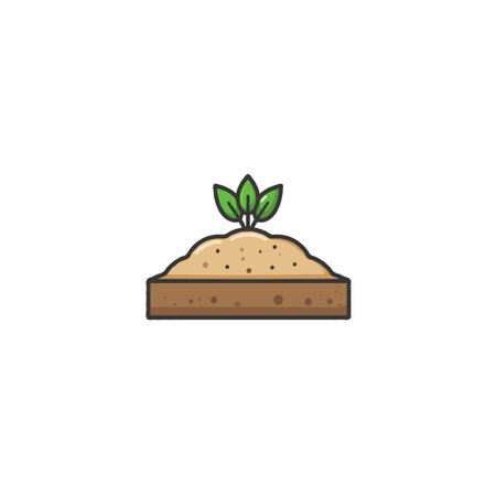 A simple illustration symbolizes the promise of new beginnings and agricultural advancement. A young plant emerging from soil, representing development, ecological balance, and our connection to theのイラスト素材