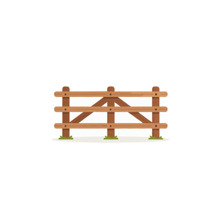 A simple, clean illustration of a wooden fence, suitable for representing rural landscapes, farms, or agricultural settings. The fence is designed in a minimalist style, offering a clear visual of aのイラスト素材