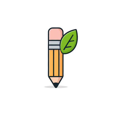 Symbolic illustration of a pencil combined with a leaf, representing the concept of ecological writing, creative sustainability, and environmentally friendly ideas. Perfect for educational orのイラスト素材