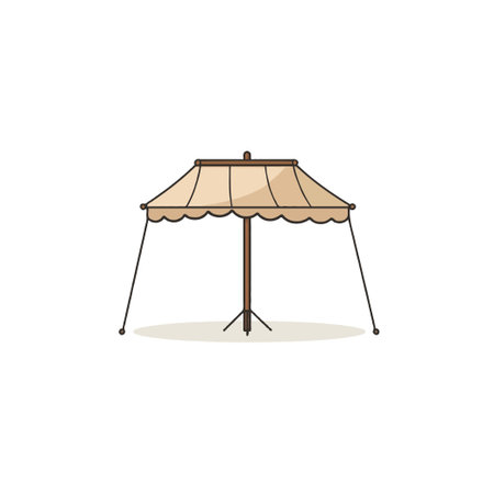 This illustration depicts a minimalist shade structure or awning, set against a white backdrop. The drawing features a simple yet decorative design, invoking themes of outdoor leisure, sunのイラスト素材