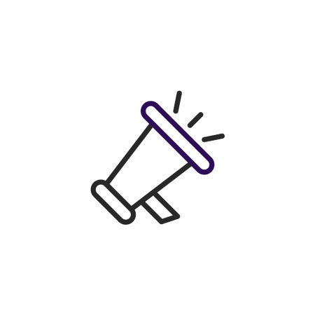This line drawing depicts a simple megaphone icon, symbolizing announcements, communication, and message amplification. It's suitable for projects related to marketing, broadcasting, andのイラスト素材