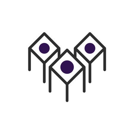 A visually striking arrangement showcasing three cubes, each adorned with a circular detail. The minimalist design, executed in a clean, line-based style, creates a modern and abstract composition.のイラスト素材