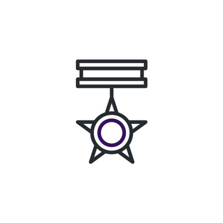 A simple, elegant icon of an award or medal. The star shape symbolizes excellence and achievement. This design would be perfect for representing honors, recognition, or success in various contextsのイラスト素材