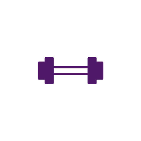 This minimalist purple dumbbell illustration serves as a visual representation of fitness, exercise, and strength training. Ideal for conveying concepts related to health, wellness, and physicalのイラスト素材