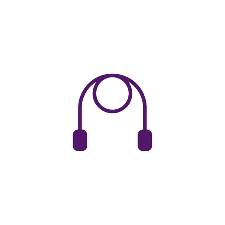 A minimalistic illustration of a purple jump rope, representing fitness, exercise, and athletic training. The design emphasizes simplicity and serves as a symbol for cardio workouts and physicalのイラスト素材